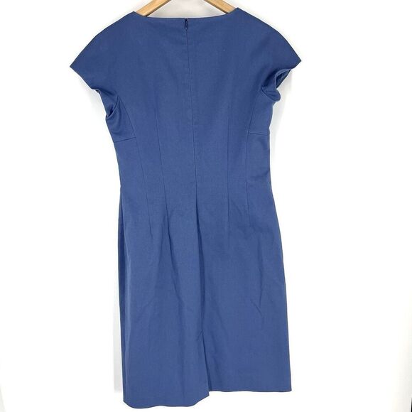 Weekend Max Mara Dress Size 12 Womens Blue Chambray Sheath Cap Sleeve Career - Picture 6 of 7